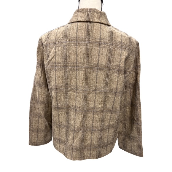 Piazza Sempione Blue & Brown Wool Boxy Buttondown Blazer Size S/M Vintage Womens - Picture 2 of 7